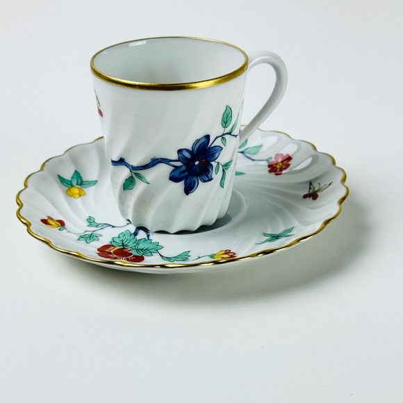 VTG HAVILAND LIMOGES 24k Gold Hand-painted Floral Ruffle Porcelain Demitasse - Picture 2 of 8